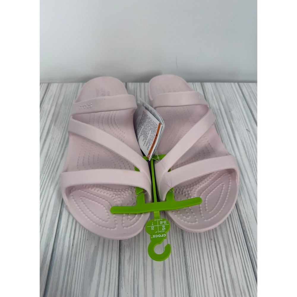 Crocs Kadee II Sandal W Blossom Pink Women Size 9 Cross Strap Slide NEW - Picture 3 of 8